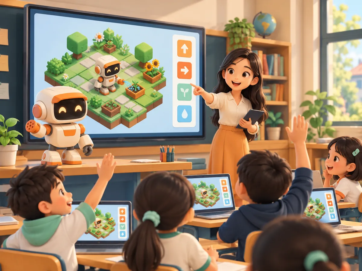 Học sinh cùng chơi SeedStep trong lớp học